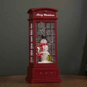Red LED Snowman Phone Box Water Spinner, 25 cm, Battery Operated – Samuel Alexander