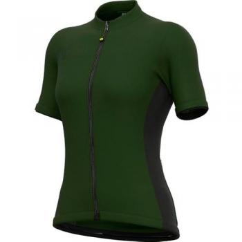 Maglia Alé Color Block Manica Corta Verde Oliva Scuro e Nero Donna