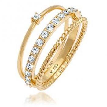 Elli Solitärring Kristalle Ringset (3 tlg) 925 Silber