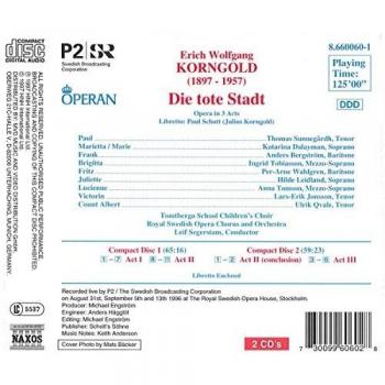 Sunnegardh Korngold: Die Tote Stadt (Gesamtaufnahme) (Aufnahme Live Stockholm 1996)