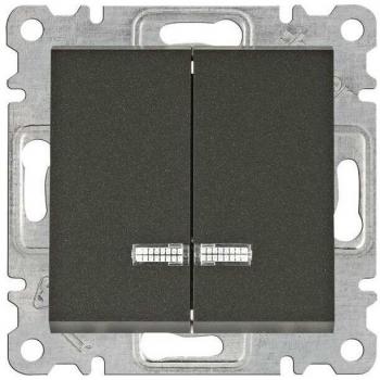 Interruptor Doble Hager Lumina Intense con Indicador Luminoso Negro