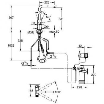 Kit Initier Grohe Minta 30591 – bec bleu azur, mousseur S‑filtre chromé