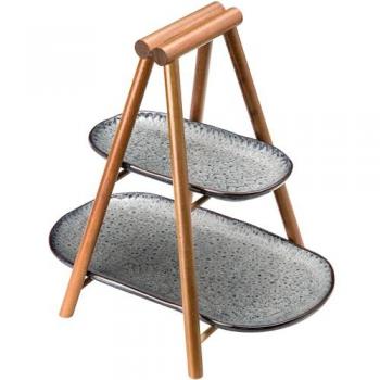 LEONARDO Etagere MATERA, Akazienholz, Keramik, 30,5 cm