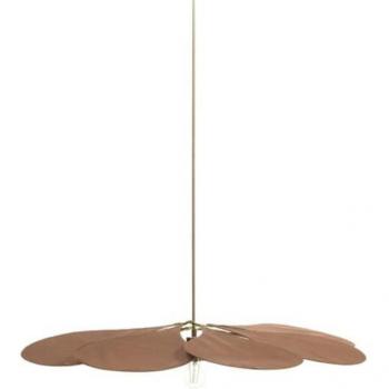 Suspension Georges La Précieuse Suspension Coton Laiton Ø80cm Tige 100cm Rouge