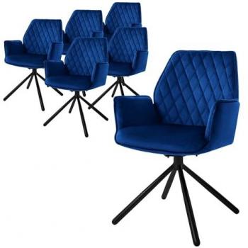 Set de 6 Sillas de Comedor Ergonométricas en Terciopelo Verde Oscuro