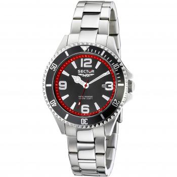 Silver Stainless Steel Men’s Quartz Watch, Black Dial – Sector R3253161002