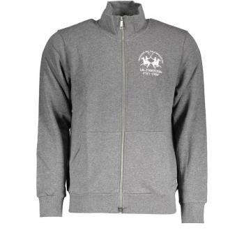 La Martina Men's Gray Cotton Zip-Up Sweater