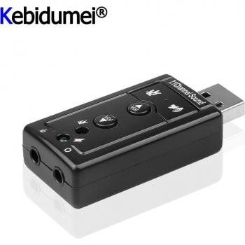 USB Mini Audio 7.1 Ch con Convertidor Micrófono‑Altavoz 3,5 mm Jack