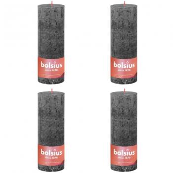 Bolsius velas rústicas shine 4 unidades gris tormentoso 190x68 mm