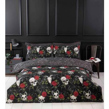 Costway Skulls and Roses Reversible Duvet Cover Set