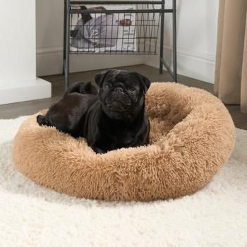 Pet Dreams Deluxe Fluffy Round Calming Pet Bed, Neutral