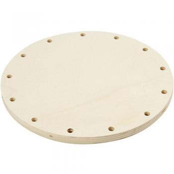 Round Wood Plate with Nine Edge Holes – 6 mm Spacing (Ref 47455)