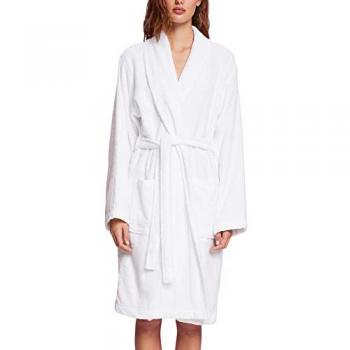 Esprit Unisex-Bademantel, Schalkragen, 100% Baumwolle, Weiß