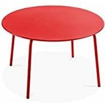 Tavolo da esterno rotondo in acciaio rosso 120 x 72 cm