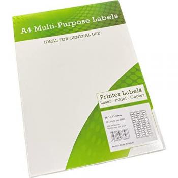 A4 Multipurpose Labels 65 Labels per Sheet 38.1x21.2mm, White, 100 Pack