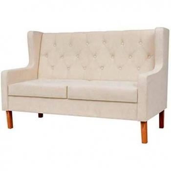 2-Seater Sofa in Cream White Fabric