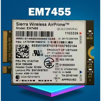 Módulo LTE 4G WiRCARD EM7455 FRU 01AX748 para Lenovo ThinkPad T470S y t570