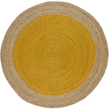 Tapis rond en jute, jaune moutarde, 120x120 cm