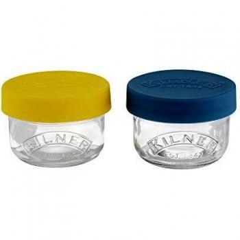 Kilner Set of 2 Glass Snack and Store Pots 125ml with Push Top Silicone Lids