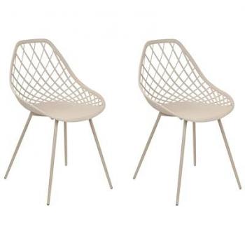 Beige Kunststoffstühle 2er Set für Wohnzimmer und Esszimmer