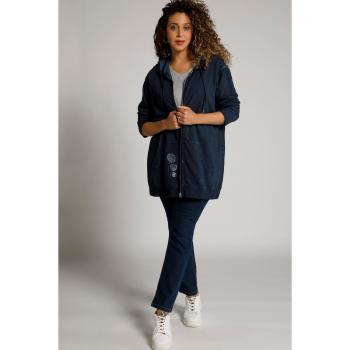 Giacca di felpa oversize con soffioni e cappuccio, Donna, Blu, Taglia 48/50, Cotone