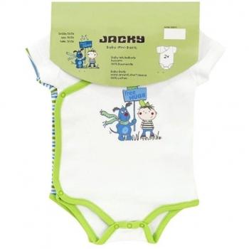 Jacky Baby Jungen Wickelbody kurzarm 2er-Pack We need hugs weiß/geringelt 152675