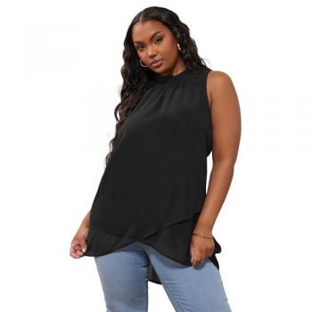 Yours Curve London Black High-Low Layered Blouse – Damen mit Kurven und Plus Size