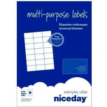 Niceday 70 mm × 42 mm Multifunctional Sticker Sheet – 21 Labels, 100 Sheets Bundle