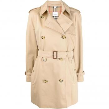 Women's Beige Burberry Trench Coat with Cotton Gabardine in Size XS