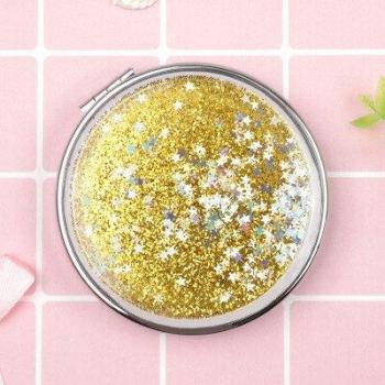 Doppelseitiger Klapp-Kosmetikspiegel mit schimmerndem Sand für Damen