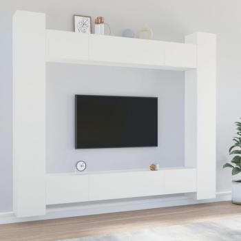 VidaXL Set di Mobili Porta TV 8pz Bianco in Legno Multistrato