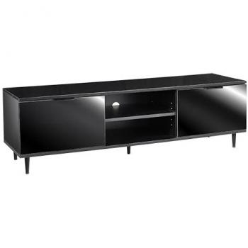 Glossy Black TV Shelf with Elevated Legs – 140cm