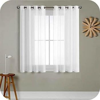 Patio Door Curtain Set – 2 Piece White Linen Fabric