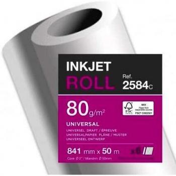 Clairefontaine Inkjet‑Plotterrolle – 80 g/m² – 841 mm × 50 m – 6 Rollen in einer Packung