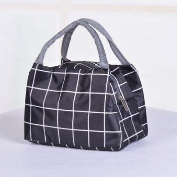 Sac à repas isotherme portable, design triangulaire noir-blanc