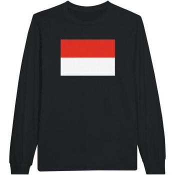 Pixelforma Indonesien Flagge Langarmshirt – 100 % Baumwolle, Standardcut
