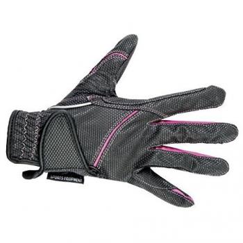 HKM Adult Riding Gloves – Black with Grey Accent, M