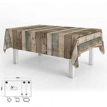 Nappe rectangulaire en PVC planches de bois 140 x 250 cm