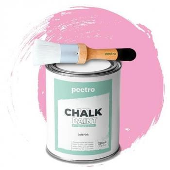 Vernice a Gesso Rosa Panna 750 ml e Pennello Tondo in Legno