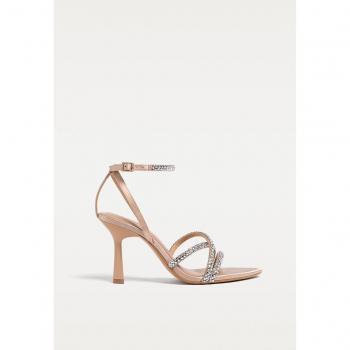 Stradivarius Sandali da sera in beige con strass 40