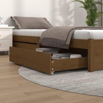 Set of 2 Honey Brown Pine Bed Storage Drawers