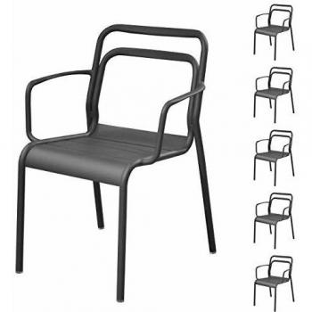 Fauteuil empilable EOS Gris Anthracite (Lot de 6)