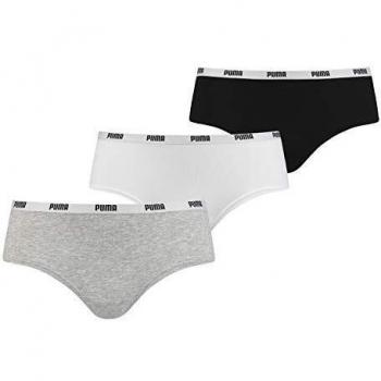 PUMA Hipster intimo donna 3 pezzi Nero/Grigio/Bianco XL