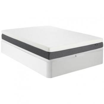 Ensemble de Lit 140 x 190 cm avec Sommier Coffre Blanc et Matelas Mousse HD 7 Zones à Mémoire de Forme Déhoussable