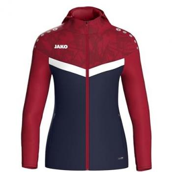 JAKO Damen Jacken – Kapuzenjacke „Iconic“ Marine/Chili Rot – Größe 44