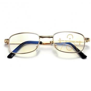 Folding Bifocal Reading Glasses with Gold Frame for Men and Women