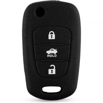 KEYYOU 3-Button Car Key Case for Hyundai I30 IX35 Kia K2 K5 Carbon Fiber Silicone