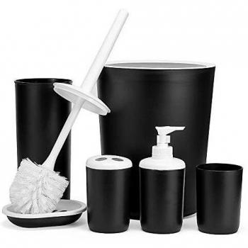 Hoomtaook kit bagno 6 accessori plastica PP nero atossica