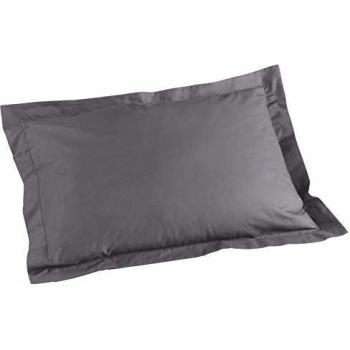 Taie d'oreiller uni 57 fils gris souris 50x70