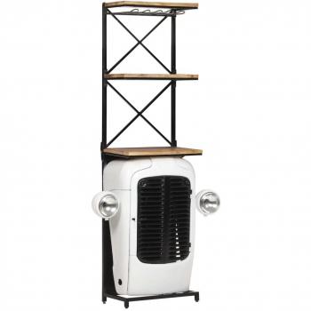 VidaXL Traktor-Weinschrank Weiß 49x31x172 cm aus rauem Mangoholz